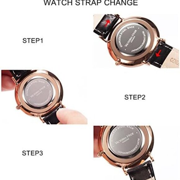 Retro Watches for Women Small Dial Analog Quartz Detachable Genuine Leather Stra - Picture 2 of 7